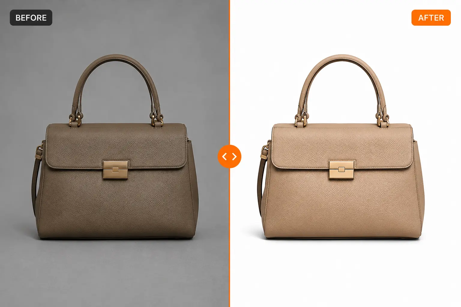 Purse after before photo editing